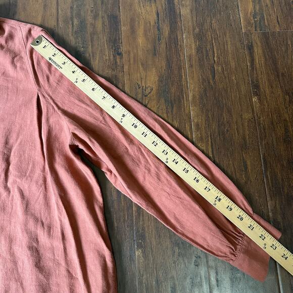 POETRY Linen Blend Button Up Shirt Dark Coral LS Relaxed Travel NWT - Picture 11 of 11
